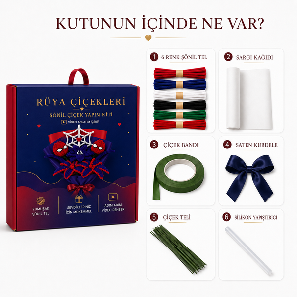 Şönil Çiçek Yapım Kiti (Spiderman)